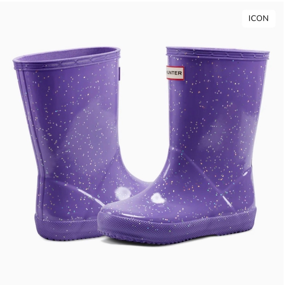 Hunter Kids Glitter Purple Rain Boots